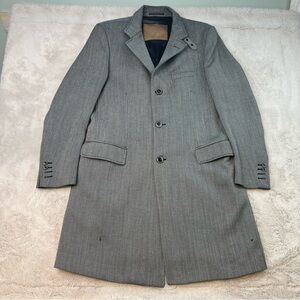 Zara Man Coat Mens XL Gray Overcoat Topcoat Lined Notch Lapel Flap Pockets Wool